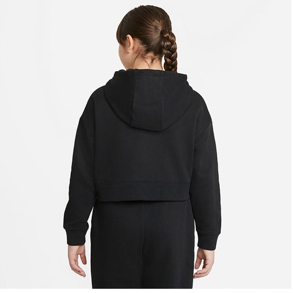 NIKE Juiniors Girls Black Logo Crop Club Hoodie - Picture 8 of 8